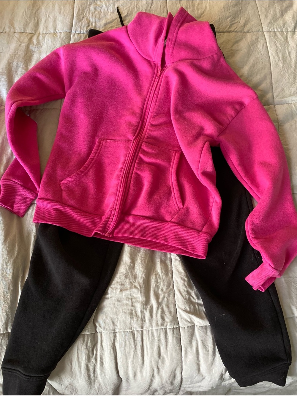 Joe Boxer Hot Pink Fleece Zip Hoodie S with Black Joggers 14-16